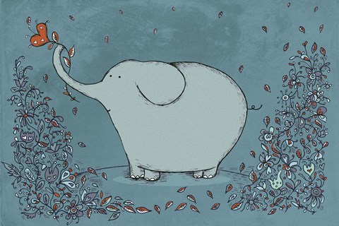 Framed Garden Elephant Print