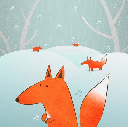 Framed Winter Foxes Print