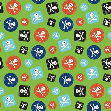 Framed Pirate Badge Pattern Green Print