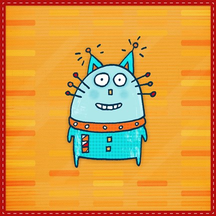 Framed Robot Cat Print