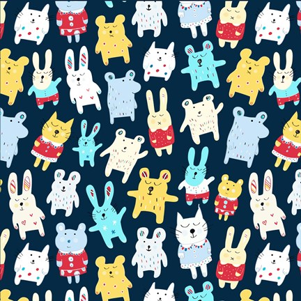 Framed Sleepy Time Toy Pattern 2 Print