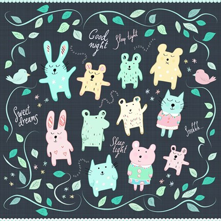 Framed Sleepy Time Toys Print