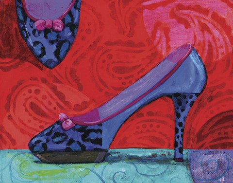 Framed Shoe Blue Leopard Print