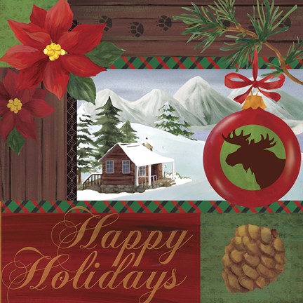 Framed Christmas Lodge I Print