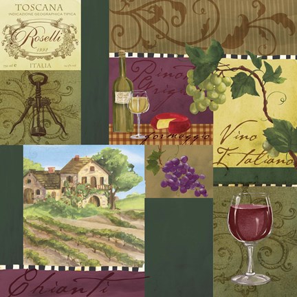 Framed Wine Panels Print