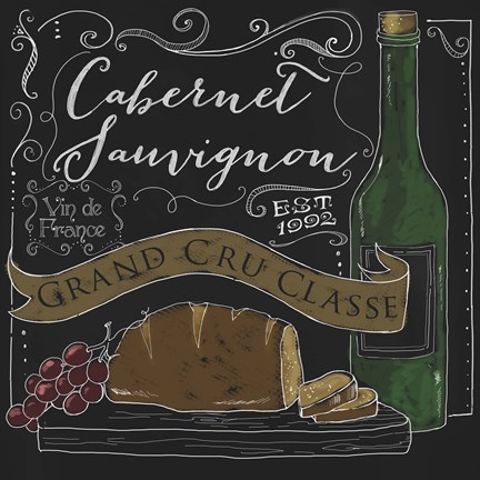 Framed Wine Chalkboard II Print