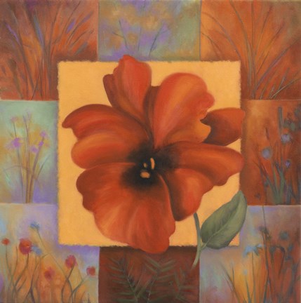 Framed Red Patchwork Print