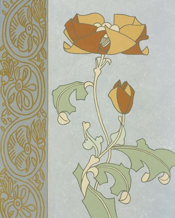 Framed Tan Tulip With Left Border Print