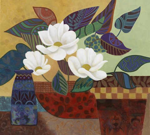 Framed Stained Glass Floral Print