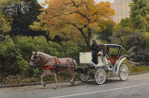 Framed Carriage At Central Park Print
