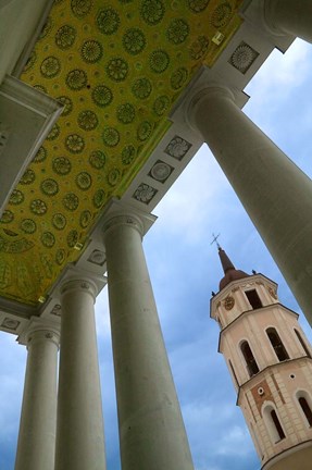 Framed Bell Tower of the Cathedral, Vilnius, Lithuania Print