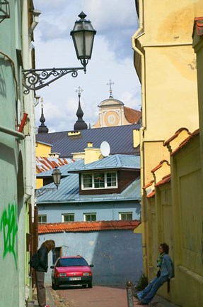 Framed Traditional House in Old Town, Vilnius, Lithuania Print