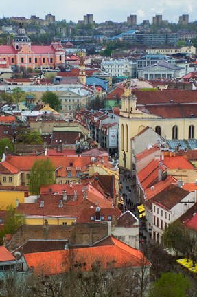 Framed Wall Decorated with Teapot and Cobbled Street in the Old Town, Vilnius, Lithuania I Print