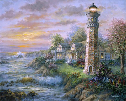 Framed Lighthouse Haven II Print