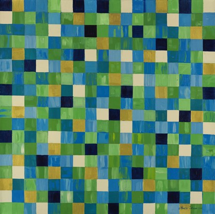 Framed Green Checks Print