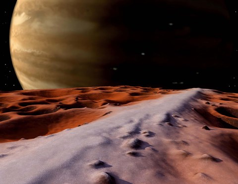 Framed Jupiter seen from the Surface of its Moon, Amalthea Print