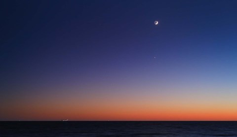 Framed Moon, Venus and Regulus in conjunction over Buenos Aires Print