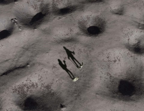 Framed Humans exploring the Surface of an Asteroid Print