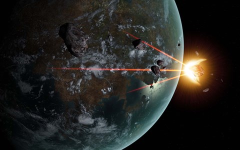 Framed Laser Anti-Asteroid Defense System Print