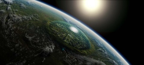 Framed Giant domed city in an Asteroid Crater Print