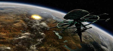 Framed Terrestrial Planet that has been hit by an Asteroid Print