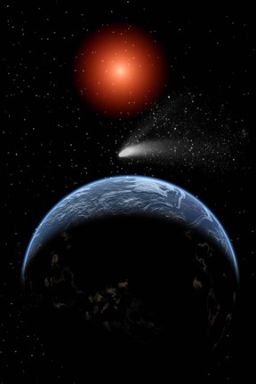 Framed Comet passing the Earth Print