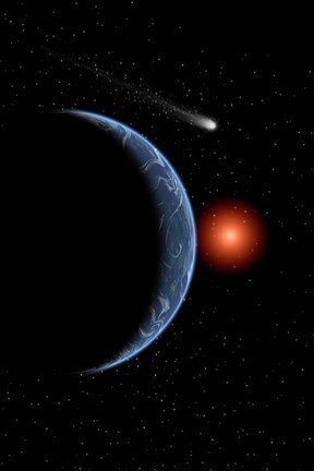 Framed Comet passing the Earth on its journey around the Sun Print