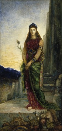 Framed Helen On The Walls Of Troy, With Two Figures At Her Feet Print