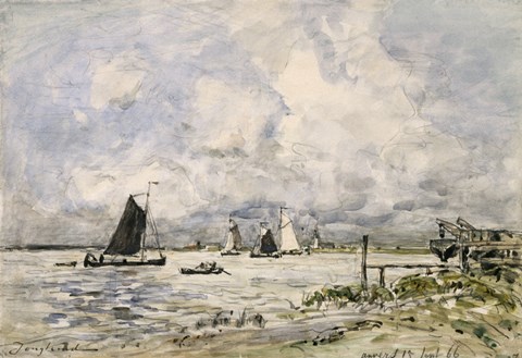 Framed Pier On The Scheldt, 1866 Print