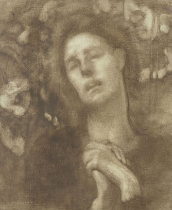 Framed Joan Of Arc Listening To The Voices Print