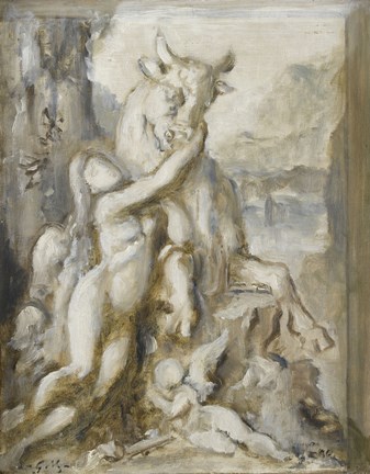 Framed Pasiphae, Grisaille, 19th Century Print