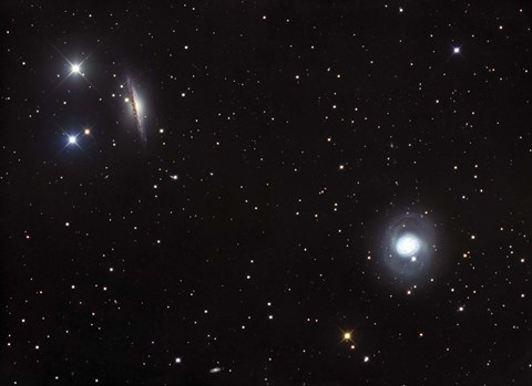 Framed Spiral galaxies NGC 1068 and NGC 1055 located in the Constellation Cetus Print