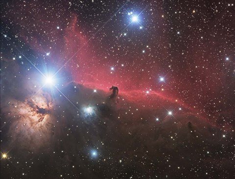Framed Horsehead Nebula and Flame Nebula in Orion Print