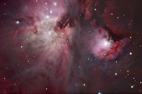 Framed view of the Trapezium region, which lies in the heart of the Orion Nebula Print