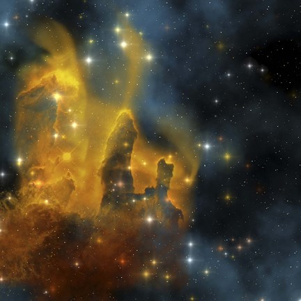 Framed colorful Nebula shines bright with star making in its clouds Print