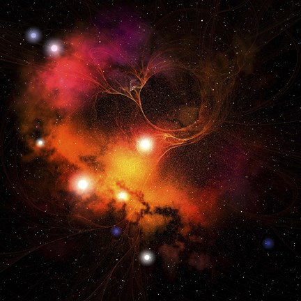 Framed Cosmic space image of a Nebula in the universe Print