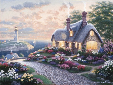 Framed Island Lighthouse Print