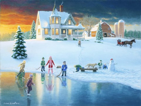 Framed Skating Pond Print