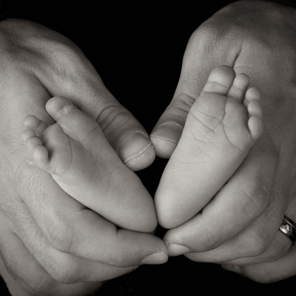 Framed Two Baby Feet And Hands Print