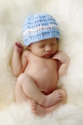 Framed Baby In Blue Knit Hat Print