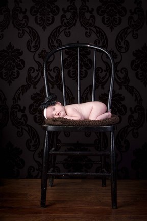 Framed Baby On Black Nouveau Print