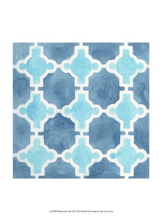 Framed Watercolor Tile VII Print