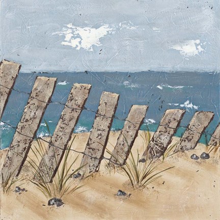 Framed Beach Scene Triptych II Print