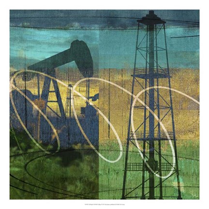 Framed Oil Rig &amp; Oil Well Collage Print