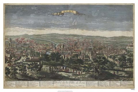 Framed Bird's Eye View of Rome Print