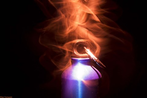 Framed Flaming Bottle 2 Print