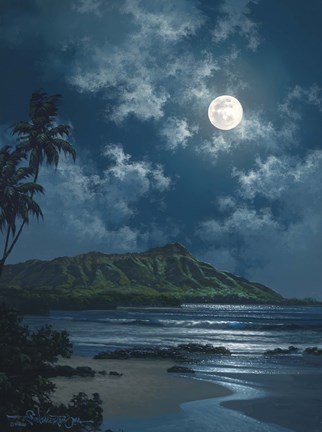 Framed Waikiki Night Sky Print