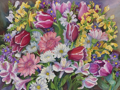 Framed Tulips In A Spring Mix Print