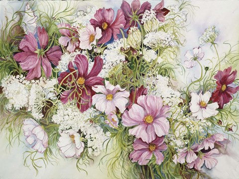 Framed Cosmos And Queen Ann Lace Print