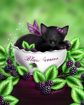 Framed Blackberry Kitten Print